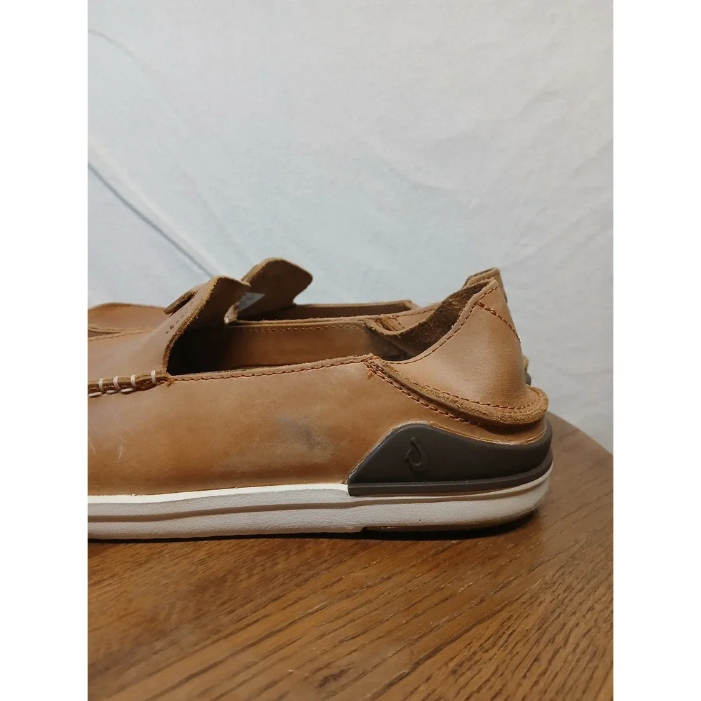 Olukai Kakaha mens 10 leather slip  on